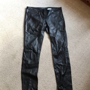 Black Armani leather jeans.